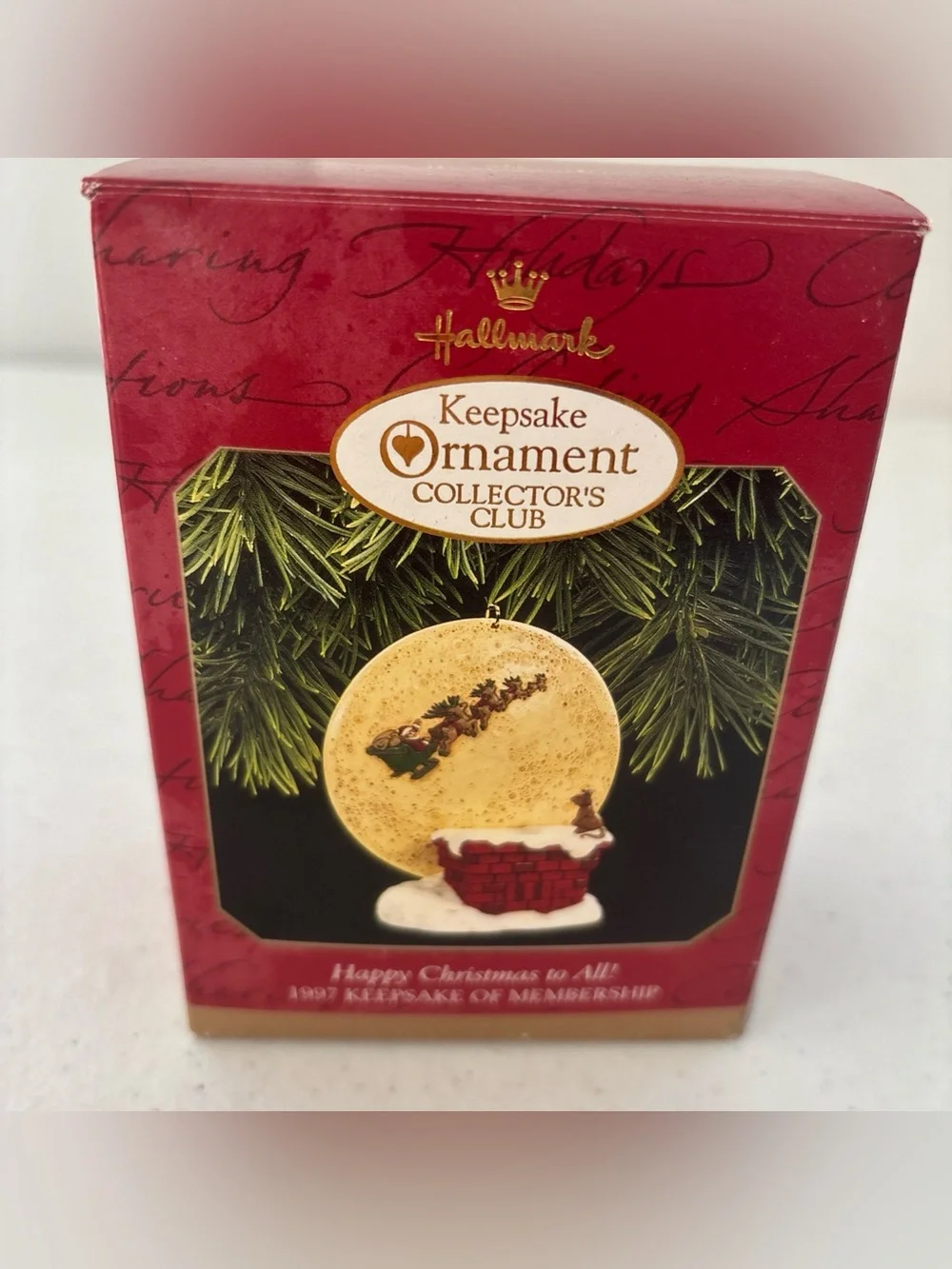 Hallmark Red & Gold 'Happy Christmas to All' Ornament in Box